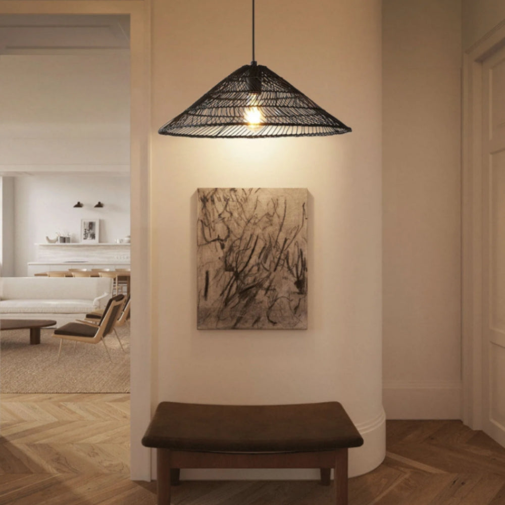 rattan black pendant light